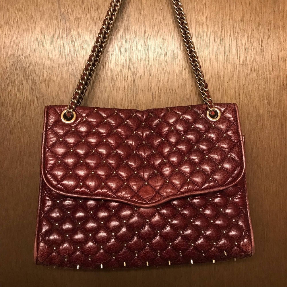 Rebecca Minkoff  Studded Quilted Affair Burgandy Bag